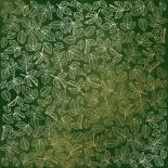Foiled sheet - Golden Rose leaves Green aquarelle