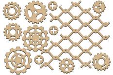 MDF chipboard - Gears and grid