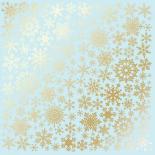 Lapa ar folijas zīmējumu - Golden Snowflakes Blue