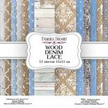 Paper 15x15 cm - Wood denim lace