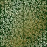 Lapa ar foliju - Golden Leaves mini Green aquarelle