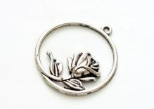 Charms - Rose in a Round Frame