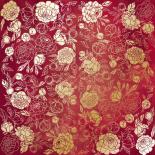Lapa ar foliju - Golden Peony Passion Burgundy aquarelle