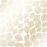 Lapa ar folijas zīmējumu - Golden Delicate Leaves White