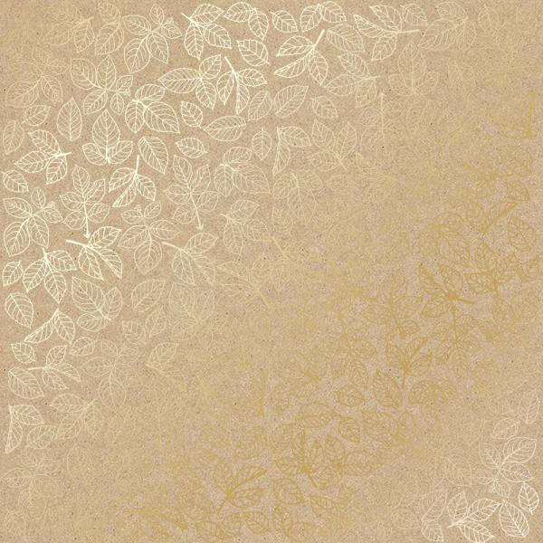 Foiled sheet - Golden Rose leaves Kraft 