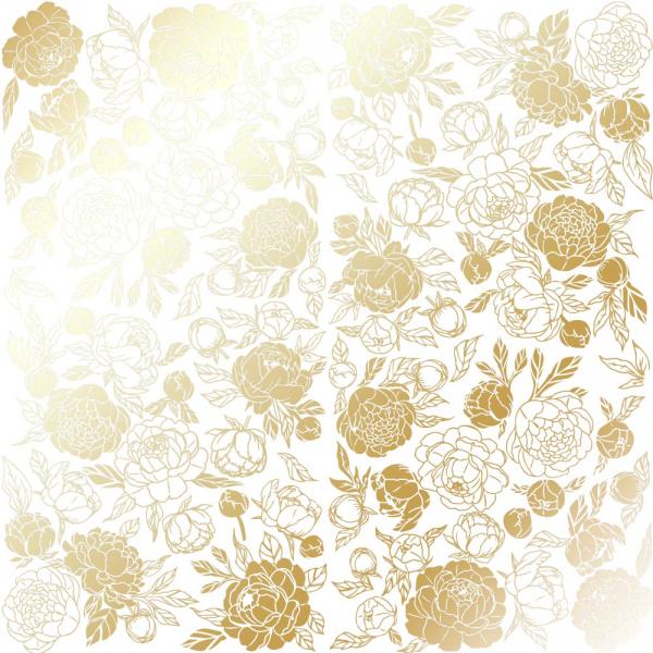 Foiled sheet - Golden Peony Passion White