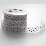15mm Organza - WHITE WITH SILVER DOTS