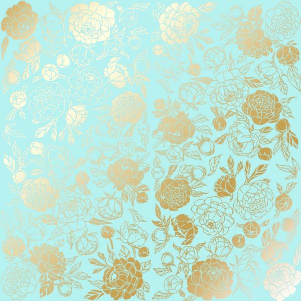 Foiled sheet - Golden Peony Passion Turquoise