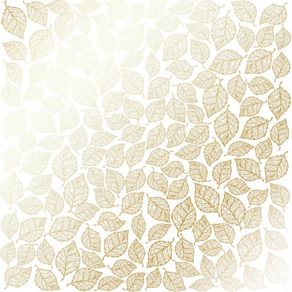 Foiled sheet - Golden Leaves mini White